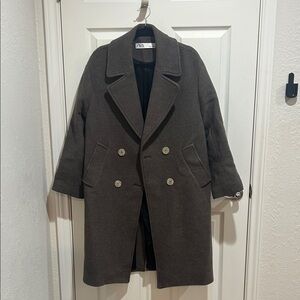 Zara Charcoal Double-Breasted Coat